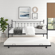 Metal Twin Daybed with Trundle/ Heavy-duty Sturdy Metal/ Noise Reduced - £152.56 GBP
