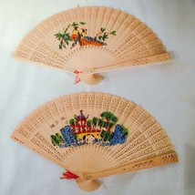 24 PC WOODEN HAND FANS decor oriental costume gift prop - £15.12 GBP