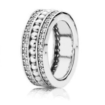 Sparkling Pave Ring Real 925 Sterling Silver Sparkling Pave Rings For Fashion Wo - £21.76 GBP