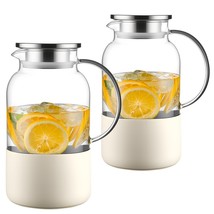2 PCS 61oz Glass Water Pitcher with Silicone Bottom (yellow) - $26.73