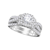 14kt White Gold Round Diamond Bridal Wedding Engagement Ring Band Set 1-1/3 Ctw - £3,162.23 GBP