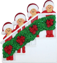 Family of 4 Four People on Stairs Bannister Christmas Tree Ornament Gift Unique - £11.75 GBP
