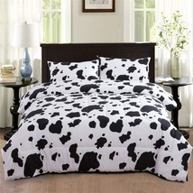 Cow Print Bedding Comforter Set Cartoon Milk Cow Print Bedding Set Reversible Pl - £43.95 GBP