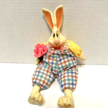 Vintage Russ Berrie Kathleen Kelly Easter Bunny Plush Wood Feet Head Stu... - $18.00