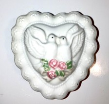 Heart shaped white and pink Doves trinket box Jewelry MOTHER&#39;S DAY - £23.97 GBP