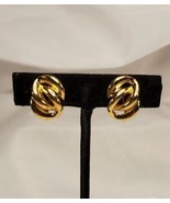 VINTAGE NAPIER EARRINGS Goldtone Love Knot Double Chain CLIP ON Adjustab... - £12.58 GBP