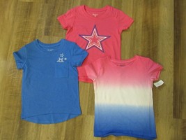 Member&#39;s Mark 3 Pack Short Sleeve T-Shirt PINK STAR Girls Sz 4/5 or 10/1... - $14.24