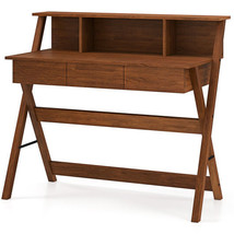 Mid Century Home Office Desk with 3 Storage Drawers and Monitor Stand-Oa... - $3,632.74 MXN