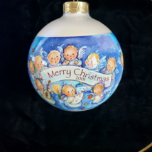 Hallmark 2001 Merry Christmas Angel Chorus Glass Ball Ornament No Box 3.50 Diam - £6.20 GBP