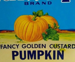 Santa Fe Pumpkin Vegetable Can Label Halloween Fancy Gold Custard Original 1950s - £4.94 GBP