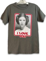 Star Wars Princess Leia I Love You Walt Disney Parks Gray Shirt Small - £15.56 GBP