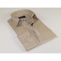 Mens 100% Cotton Shirt From Turkey Manschett by Quesste Slim Fit 4029-10 Tan image 6