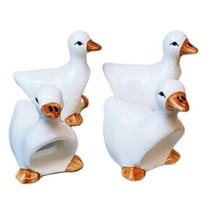 4x Duck Goose Ceramic Napkin Ring Holders Country Farmhouse Decor - £37.97 GBP