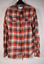 Columbia Mens LS Shirt Red Plaid Flannel Collard Cotton Top M - £17.20 GBP