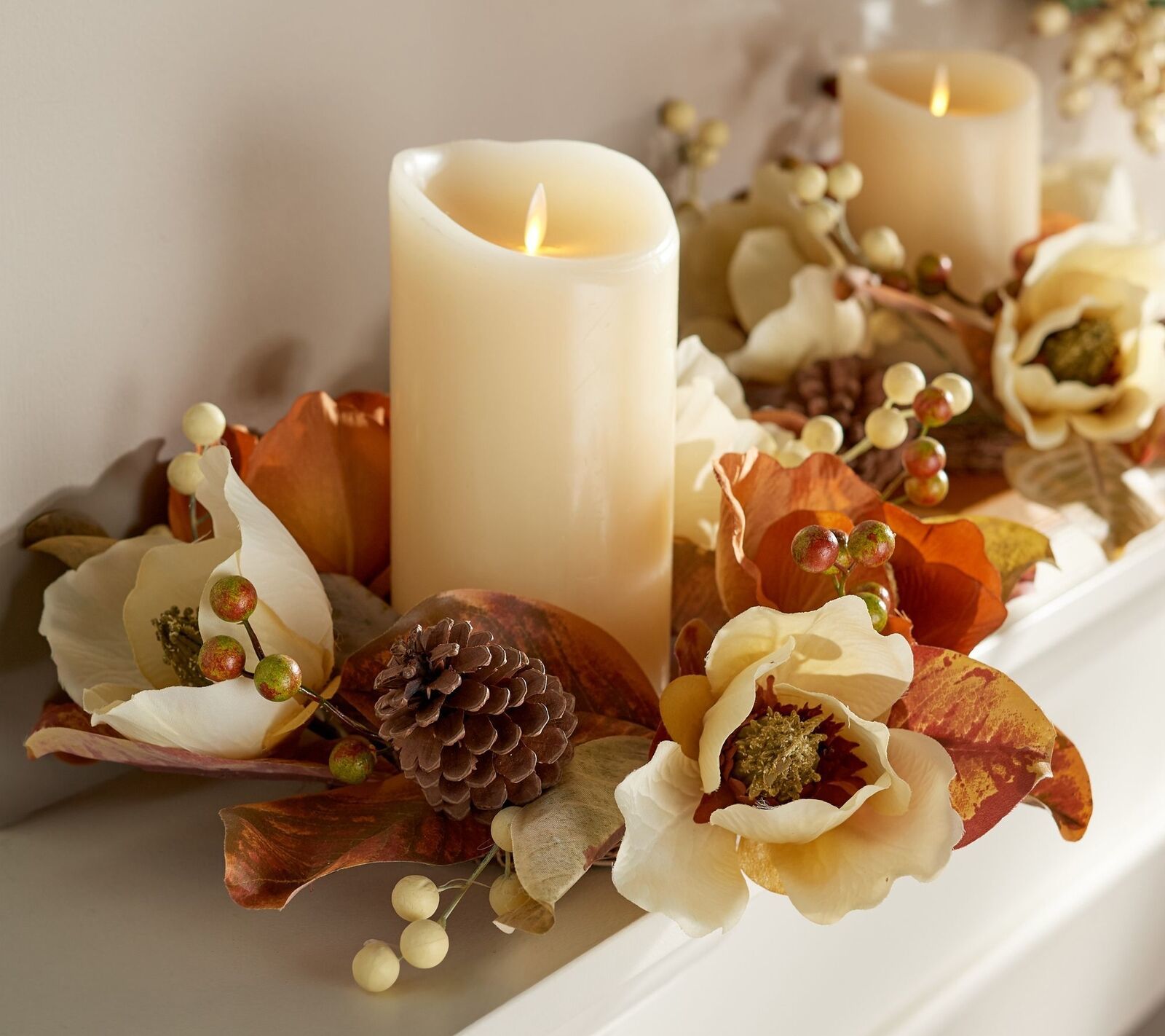 S/2 Harvest Magnolia and Berry Candle Rings by Valerie in Orange - $193.99