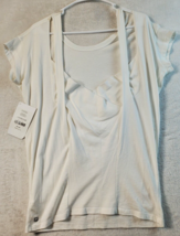 Fabletics T Shirt Top Women Size XS White Knit Short Sleeve Sweetheart Neck Logo - £11.12 GBP