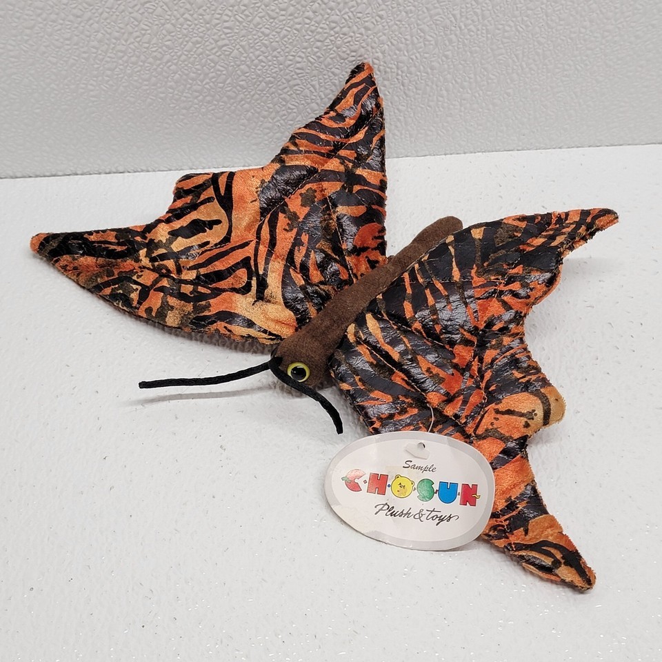 Vintage Chosun Sample Finger Puppet Plush Butterfly Orange Brown Black W... - $43.97