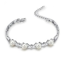 925 sterling silver bracelet for women with AAA freshwater pearls - £39.95 GBP