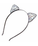 Princess Hollow Bezel Black Crystal Cat Ears Crown Tiara Headband Rhines... - £3.41 GBP