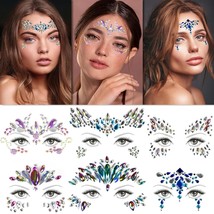 Face Gems Glitter 6 Sets Mermaid Makeup Gems Face Nail Stickers Jewels for Women - £17.49 GBP