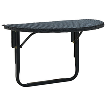 Outdoor Balcony Wall Black Poly Rattan Foldable Coffee Tea Side Table Tables - £51.07 GBP
