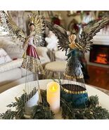ANGELS WITH INTRICATE  LAYERED WINGS METAL SCULPTURE CHRISTMAS DECORATIO... - $321.74