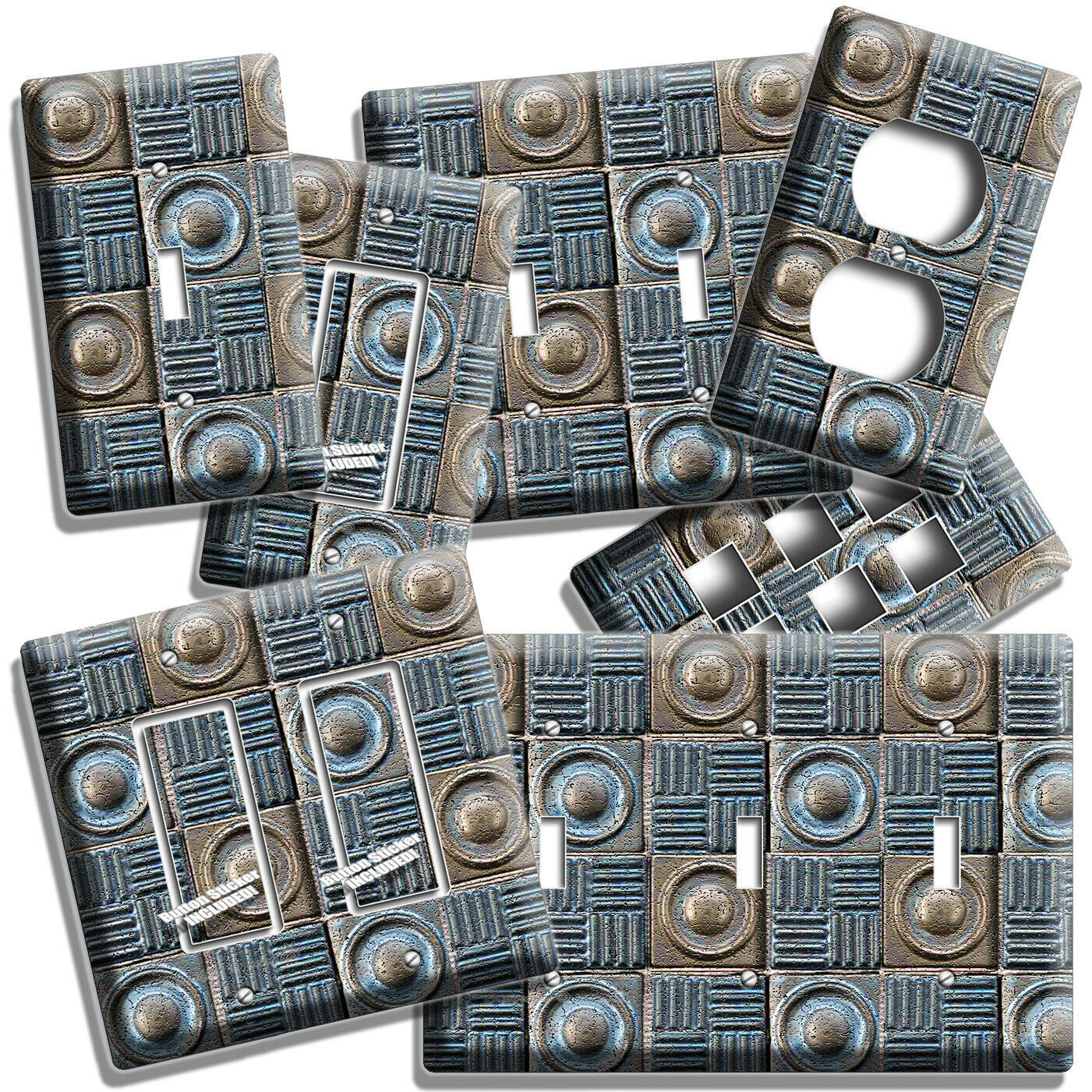 RUSTIC WARN OUT TILE LOOK LIGHT SWITCH OUTLET WALL PLATES BATHROOM KITCHEN DECOR