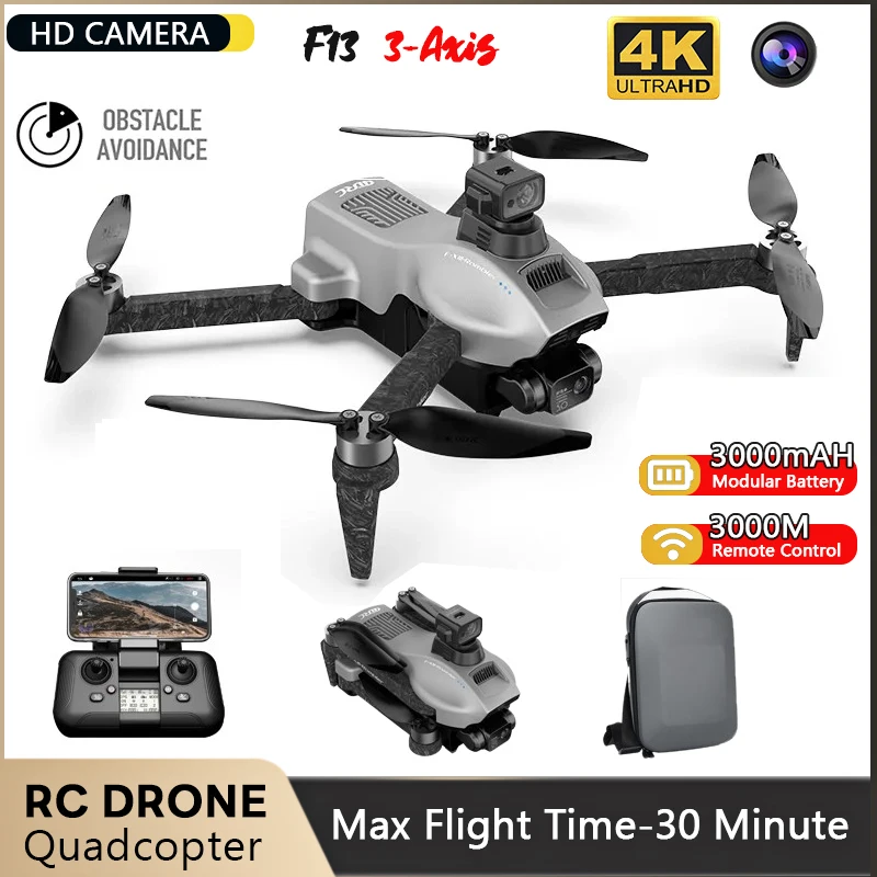 New F13 Drone 4K Hd Camera Gps Obstacle Avoidance 3 Eixos RC Drone FPV WI - £321.36 GBP+