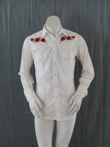 Vintage Western Shirt by White Horse - White Stitched Roses - Men&#39;s Small - £50.99 GBP