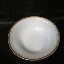 Vintage Fire King White with Gold Edge Swirl Serving Bowl 8&quot; - £7.49 GBP