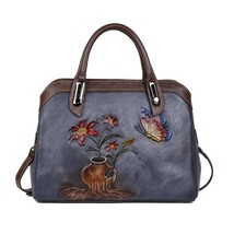2022 New Genuine Leather Women Bag Handmade Embossing Luxury Handbag Retro Large - £101.41 GBP