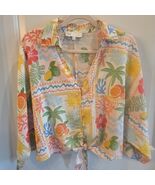 C&amp;C CALIFORNIA Summer Tropical Linen Blend Dolman Sleeve Boxy Crop Top S... - $23.76