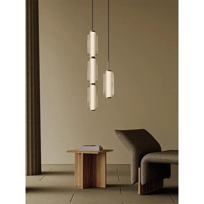 Postmodern minimalist long glass pendant lamp Restaurant bedside light A... - $90.29+