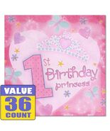 1st Birthday Princess Dessert Beverage Napkins Party Supplies 36 Count - $165.10 MXN