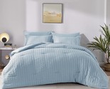 Full Seersucker Comforter Set With Sheets Light Blue Bed In A Bag 7-Piec... - $114.99