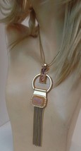 Unbranded Tassel Necklace Gold &amp; Silver Tone  Pink Glass Stone &amp; Orange 34&quot; L - £15.69 GBP