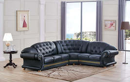 Black Leather Sectional Sofa Made in Italy - £4,739.68 GBP
