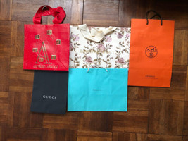 Designer shopping bag M and L lot of 5 paper with handles - £31.15 GBP