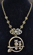 Owl necklace, bronze necklace, statement necklace (928) - $19.00