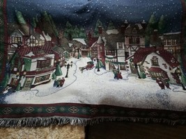 VINTAGE CHATHAM 100% COTTON THE CHRISTMAS TOWN SOFA/CHAIR THROW USA 72&quot; ... - £27.60 GBP