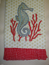 New Artistic Accents 100% Cotton Kitchen Towel 20 x 28&quot; Sea Horse w/ Ruffle Hem - £10.35 GBP