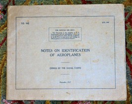 XRARE 1917 Notes on Identification of Aeroplanes - US School of Aeronaut... - $490.05