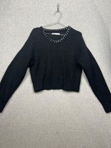 ZARA Knit Alpaca Blend Crop Sweater Chain Collar Sz L Neutral Minimalist... - $32.88