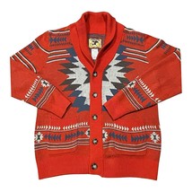 Cinch Medium Aztec Western Cardigan Sweater Red Shawl Collar Cowboy Knit... - $69.59