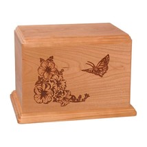 Natural Cherry Butterfly Wood Cremation Urn - £191.36 GBP