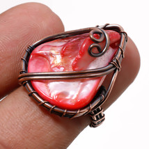 Red Abalone Shell Handmade Fashion Copper Wire Wrap Ring Jewelry 6.50&quot; SA 314 - £3.94 GBP