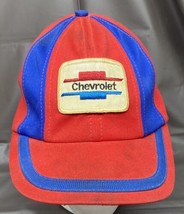 Vintage Chevrolet Patch Hat Cap Chevy Red With Blue Strips - £18.62 GBP