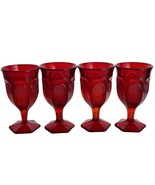 4 1970&#39;s Ruby Fostoria Coin Wine Goblets - $222.75