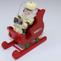 Hershey&#39;s Christmas Ornament Sant&#39;s Elf in Sleigh Kurt Adler Wooden Vint... - £8.04 GBP