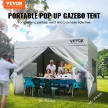 10x10 FT Pop-Up Canopy Tent w/Sidewalls, Waterproof UV Gazebo &amp; Wheeled Bag - £149.79 GBP